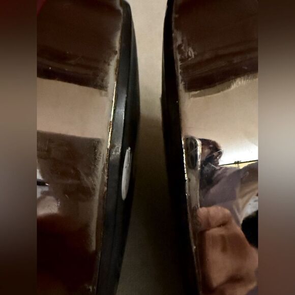 Chanel PVC, silver, & burgundy patent leather platform ankle strap heels. IT 40 - Picture 10 of 12